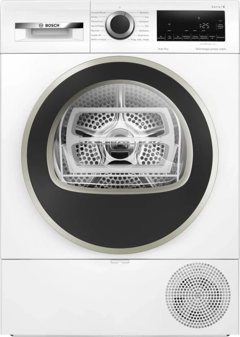 Сушильная машина Bosch WQG1417EPL отдельностоящая, загрузка: до 9 кг, объем барабана: 112 л, энергопотребление A++, 14 программ, цвет: белый
