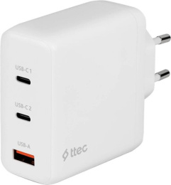 Сетевое зарядное устройство TTEC 2SCG04B SmartCharger Trio GAN 120W PD Travel Charger 2 USB-C+USB-A - White