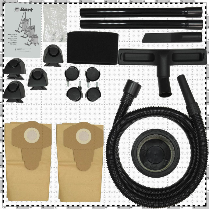 Пылесос для сухой и влажной уборки Bort BSS-1220-P [93417449] { 1200 Вт, вместимость 20 л, 67 л/сек, 6,6 кг, набор аксессуаров 8 шт }