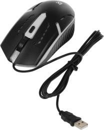 Мышь проводная DEFENDER Flash (Вспышка) MB-600L черный (USB, 1200dpi, 4but) (52600)