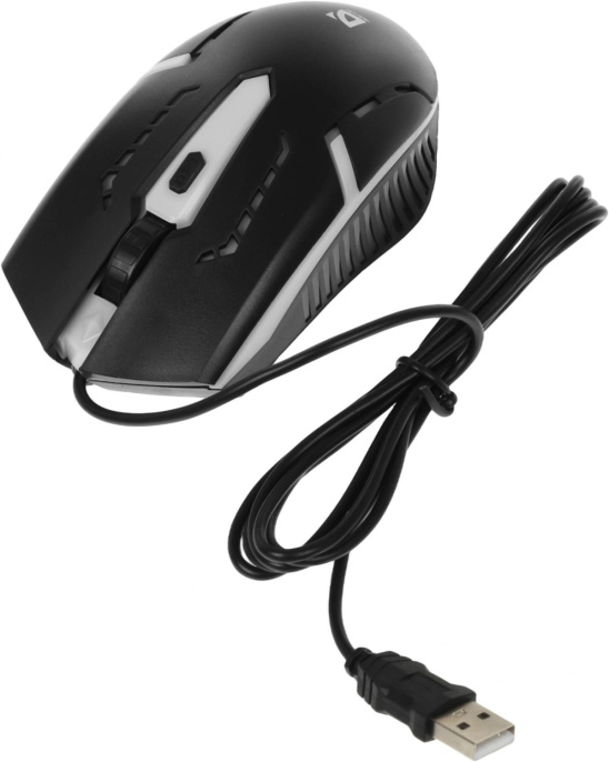 Мышь проводная DEFENDER Flash (Вспышка) MB-600L черный (USB, 1200dpi, 4but) (52600)