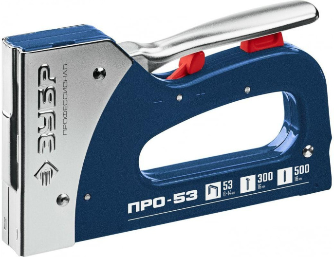 Степлер ручной Зубр Про-53 скобы тип 53: 6-16 мм гвозди тип 300 / 500