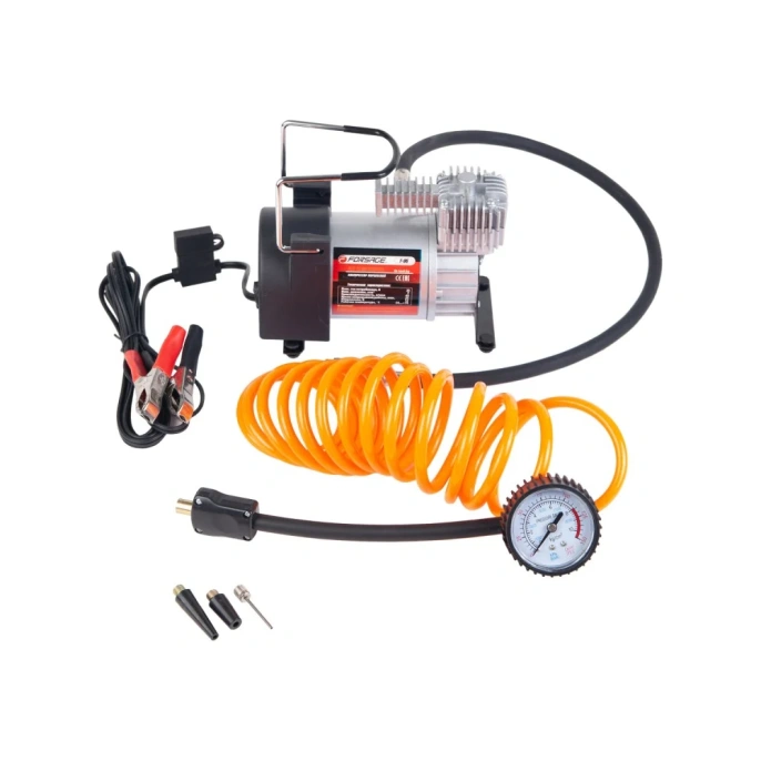 Поршневой автомобильный компрессор с витым шлангом Forsage 12V F-95(30171)