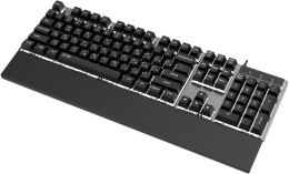 Клавиатура HAFF Gravix (KBD-GK150) (мембранная, проводная: USB, алюминиевая панель, подставка под запястье, RGB- подсветка, 1.6 м плетеный кабель, цвет: серебристый)