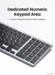 Клавиатура беспроводная UGREEN KU005 15956 2.4GHz Bluetooth5.0 Ultra Slim Wireless Keyboard. Цвет: серебристый