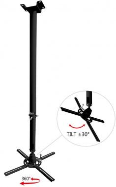 Кронштейн для проектора Buro PR06-B, до 20кг, потолочный, поворот и наклон, черный