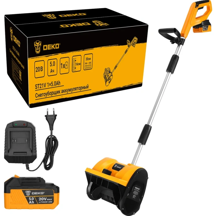 Снегоуборщик аккумуляторный DEKO ST21V, 20В, 1х5,0Ач 085-4443