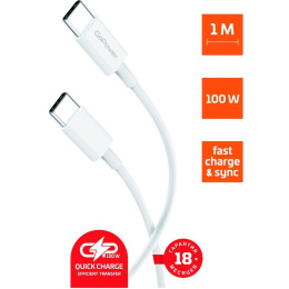 Кабель GoPower GP10TT-100W Type-C m -Type-C m 1.0м 100W белый 1/200/800 00-00022802
