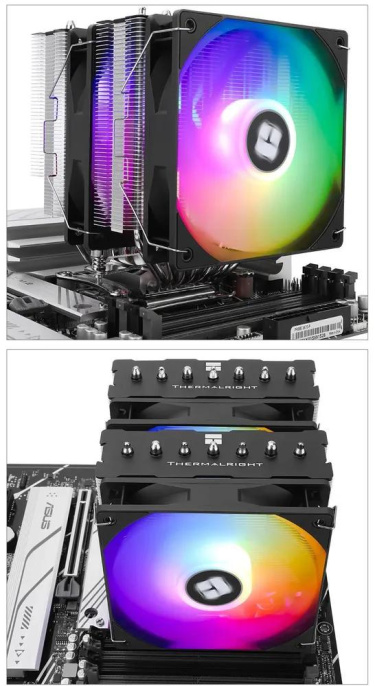 Кулер для процессора/ CPU Cooler Thermalright Phantom Spirit 120 SE ARGB 4-pin PWM, 154mm, Ni/CU, 7x6mm, ARGB, 2x120mm, 66.17CFM, 25.6dBA, 1500RPM, S: 1700, 1200, 115X, AM5, AM4 (PS120-SE-ARGB)