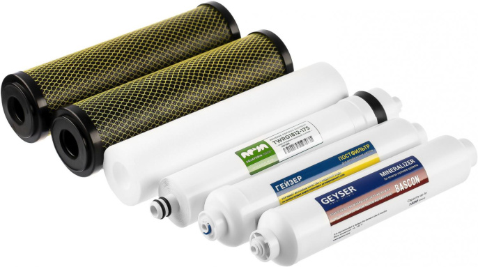 Комплект картриджей Гейзер Премиум для систем обратного осмоса ресурс:10000л упак.:6шт