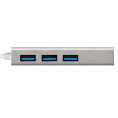 Кабель-адаптер ExeGate EXE-77U3T-45 USB3.0 -- 3xUSB3.0 + 1xRJ45 UTP 1000Mbps RTL8153, корпус алюминиевый, серебристый EX294185RUS
