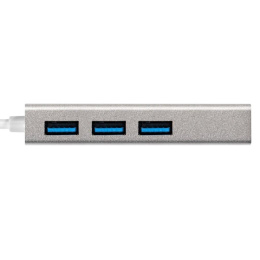 Кабель-адаптер ExeGate EXE-77U3T-45 USB3.0 -- 3xUSB3.0 + 1xRJ45 UTP 1000Mbps RTL8153, корпус алюминиевый, серебристый EX294185RUS