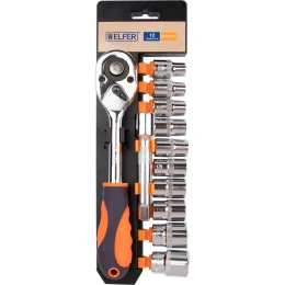 Набор торцевых головок HELFER 12 предметов 1/2 с трещоточной рукояткой HF003101