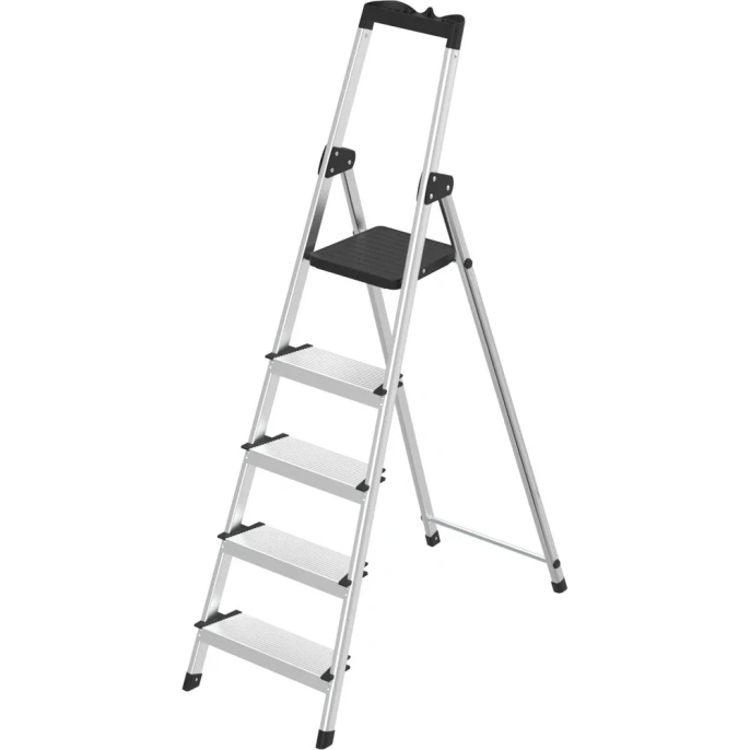 Стремянка алюминиевая Zalger 5 ступеней, с лотком, 12 см ступенька 211-5