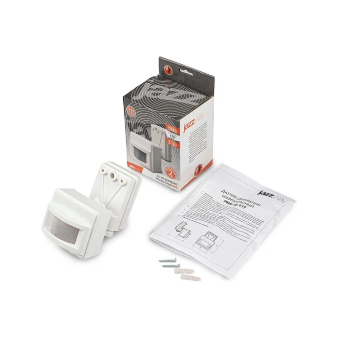 Датчик движения Jazzway PMS-IR 017 1200Вт 120гр. 2-12м WH IP44 5012998