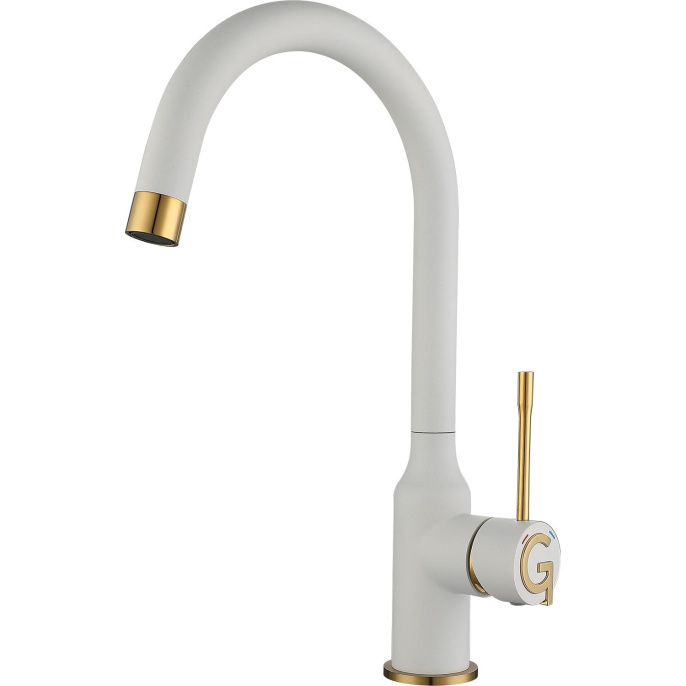 Смеситель RIVELATO Rivelato Смеситель для кухни Garda U-обр. D-35мм, монтаж: вертикально на раковину, материал: нержавеющая сталь, цвет: иней золото 1923502 brina oro