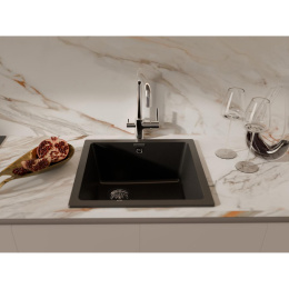 Кухонная мойка RIVELATO RIVELATO Мойка BERKANA 45 1-чаш 485*455, монтаж: универсальный, материал: кварц, цвет: черный BK-45 nero