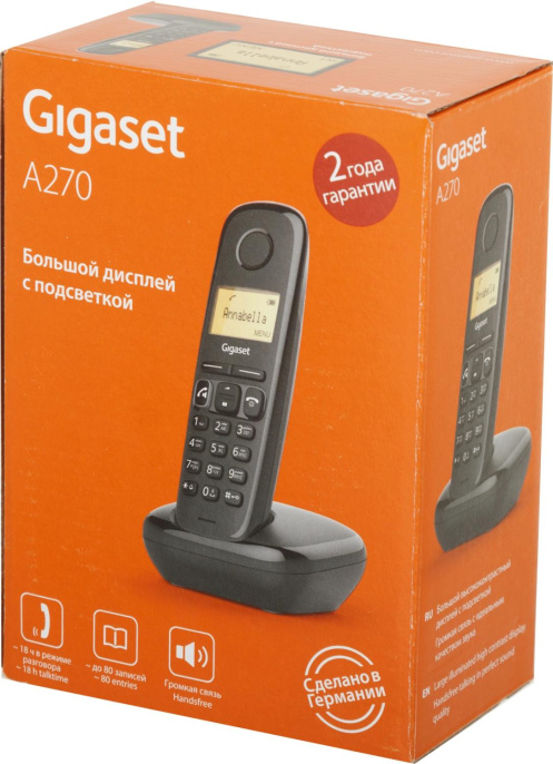 Р/Телефон Dect Gigaset A270 черный АОН