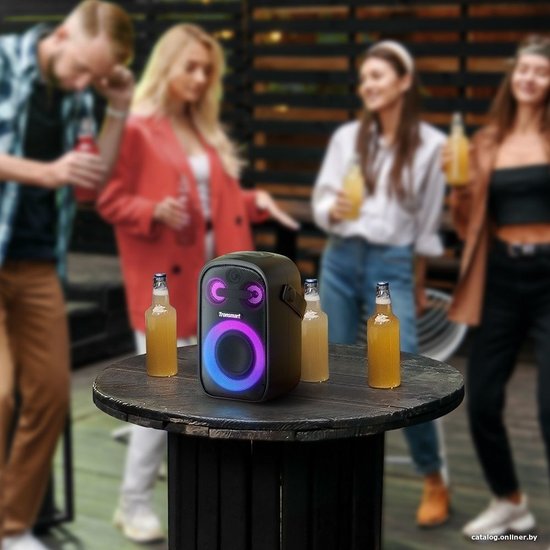 Портативная колонка Tronsmart Halo 100 60W трехполосная звуковая система, Bluetooth 5.3, водонепроницаемостьI PX6, со световыми эффектами, с ультрапортативный ручкой, до 18 часов работы, батарея 7.4V/6000mAh
