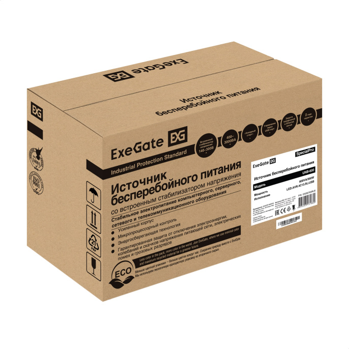 ИБП ExeGate SpecialPro UNB-600.LED.AVR.4C13.RJ.USB 600VA/360W, LED, AVR, 4*C13, RJ45/11, USB, батарея 12V 7.2Ah, Black EX292763RUS