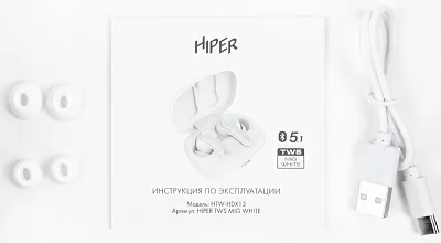 Гарнитура вкладыши Hiper MIG HDX13 белый беспроводные bluetooth в ушной раковине (HTW-HDX13)