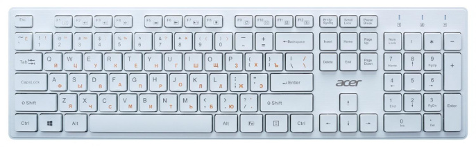 Клавиатура Acer OKW123, проводная, USB, мембранная, белый [zl.kbdee.00d]