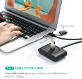 Хаб UGREEN CR113 (40850) USB 3.0 Hub with USB-C Port. Длина 1 м. Цвет: черный