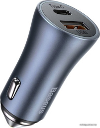 Автомобильное зарядное Baseus TZCCJD-0G Golden Contactor Pro Dual Quick Charger Car Charger Type-С + USB 40W кабель USB-Type-C 5A 1m , Выходы: Type-C - 20W, USB - 20W, Dark