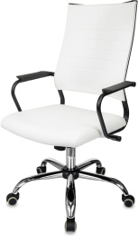Кресло руководителя Бюрократ CH BALANCE SL, экокожа, до 150кг, топ-ган, фиксированные подлокотники,  белый