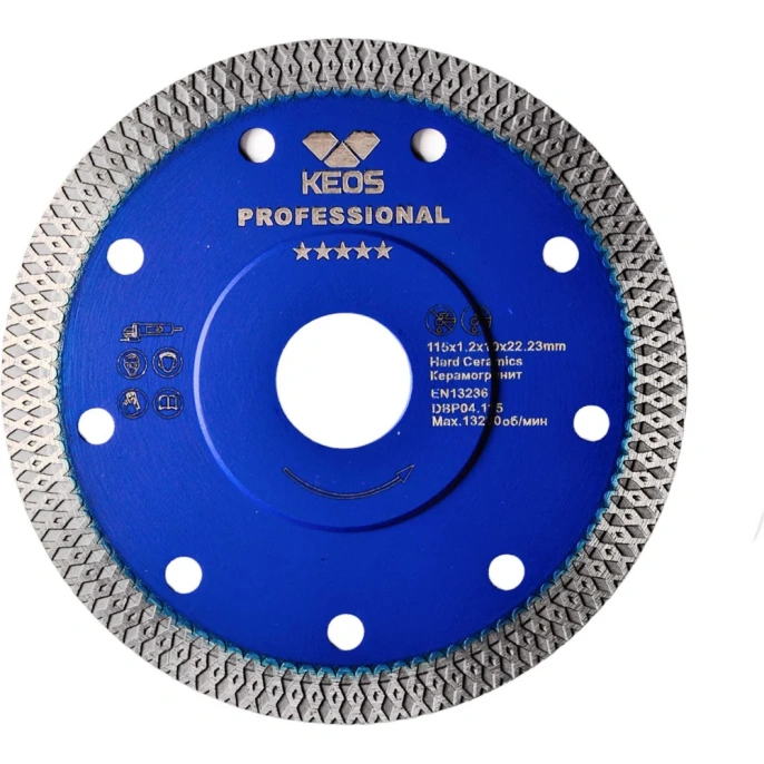 Диск алмазный TURBO X-tile по керамограниту (115мм/22,23) KEOS DBP04.115