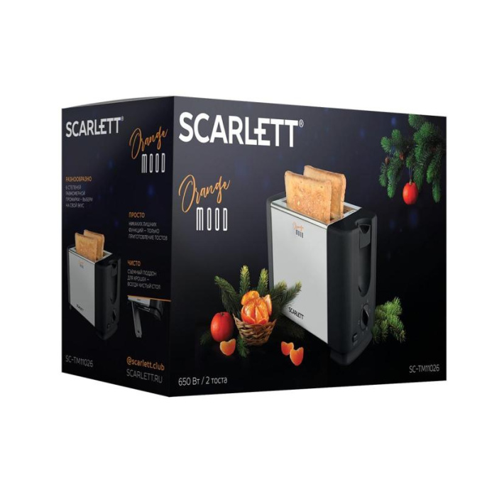 Тостер Scarlett SC-TM11026 650Вт черный/серебристый