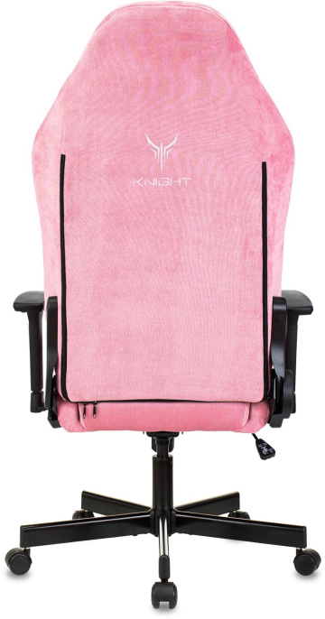 Кресло игровое Knight N1 Fabric розовый Velvet 36 с подголов. крестов. металл