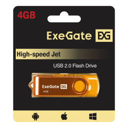USB-флеш накопитель ExeGate Jet 4GB жёлтый USB2.0, 480Mbps, пластик/металл EX302032RUS