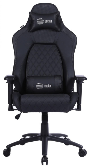 Кресло игровое Cactus CS-CHR-130 черный экокожа с подголов. крестов. сталь