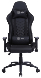 Кресло игровое Cactus CS-CHR-0099BL с RGB подсветкой, экокожа, до 120кг, регулируемые 2D подлокотники,  черный