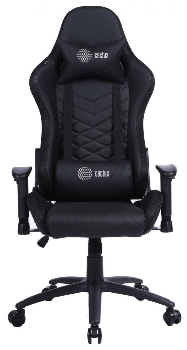 Кресло игровое Cactus CS-CHR-0099BL с RGB подсветкой, экокожа, до 120кг, регулируемые 2D подлокотники,  черный
