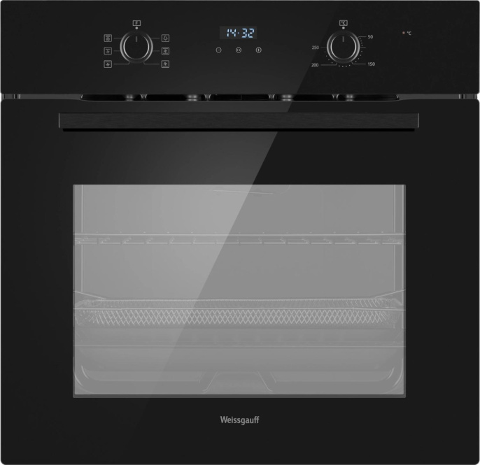 Духовой шкаф электрический WEISSGAUFF EOM 366 PDB,  67л,  дверца с 2 стеклами,  черный
