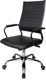Кресло руководителя Бюрократ CH BALANCE SL PU, экокожа, до 150кг, топ-ган, фиксированные подлокотники,  черный