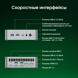 Неттоп DIGMA PRO Minimax X5 AMD Ryzen 7 7840HS,  DDR5 16ГБ, 512ГБ SSD, AMD Radeon 780M,  Windows 11 Pro,  серебристый [dpr7-adxw01]