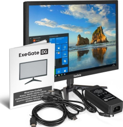 Монитор 23.8" ExeGate EB2400 (TN LED Grade A+, FHD, 1920x1080@60Гц, 16:9, 200cd/m2, 1000:1, 170°/160°, 5ms, D-Sub, HDMI, Flicker-free, кабель HDMI 1.5м, VESA, регулировка наклона (tilt), черный) EX294424RUS