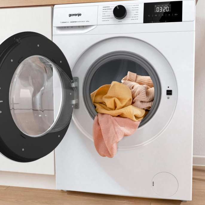 Стиральная машина Gorenje W5NGPI72SBS/C, с фронтальной загрузкой, 7кг, 1200об/мин, с паром, инверторная