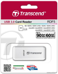 USB 3.0 Multi-Card Reader F5 All in 1 Transcend [TS-RDF5W] White