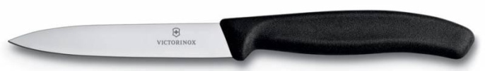 Нож кухонный Victorinox Swiss Classic, для чистки овощей и фруктов, 100мм, заточка прямая, стальной, черный [6.7703]