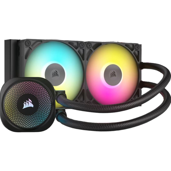 Система жидкостного охлаждения Water Cooling System Corsair iCUE LINK TITAN 240 RX RGB 240mm, Black, RGB/ Fans: 2x120mm, 73.5CFM, 36dBA, 2100RPM/ S: 1851, 1700, AM5, AM4 CW-9061016-WW
