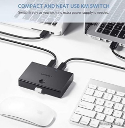 Сплиттер UGREEN 30345 30345 USB 2.0 Sharing S Witch 2x1. Цвет: черный