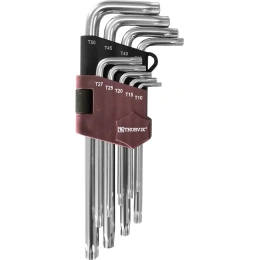 Набор торцевых ключей T-TORX с центрированным штифтом Thorvik TTK9S Т10H-T50H, 9 пр. 53150