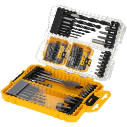Набор оснастки DeWalt DT70785-QZ 100 предметов материал изготовления: HSS быстрорежущая сталь, для дрелей/шуруповертов/гайковертов, состав набора: биты, держатель, зенкеры, сверла, торцевые головки, тип шлица: звездочка Torx , крест PH1, крест PH2, крес