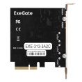 Контроллер ExeGate EXE-313-3A2C 10Gbps (PCI-E x4 v3.0, USB3.2 Gen2 3xType-A + 2xType-C ext., SuperSpeed+ скорость до 10 Гбит/с, ASMedia Chipset ASM3142) EX298301RUS