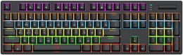Клавиатура HAFF Synthblood (KBD-MK101) (механическая, проводная: USB, 108 клавиш, SNK switch (red), RGB- подсветка, LED Logo Screen, 1.6м плетеный кабель, цвет: черный/красный)