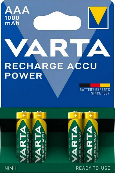 Аккумулятор Varta AAA 1000 mAh 4BP (1.2V, тип аккумулятора: NiMh, 4 шт)
